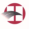 Red and white logo featuring a stylized road crossing the letter H.