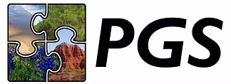 PGS logo featuring a puzzle piece design with scenic nature images inside and bold letters PGS beside it.