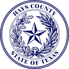 Seal of Hays County, Texas, featuring a five-point star surrounded by oak and olive branches.