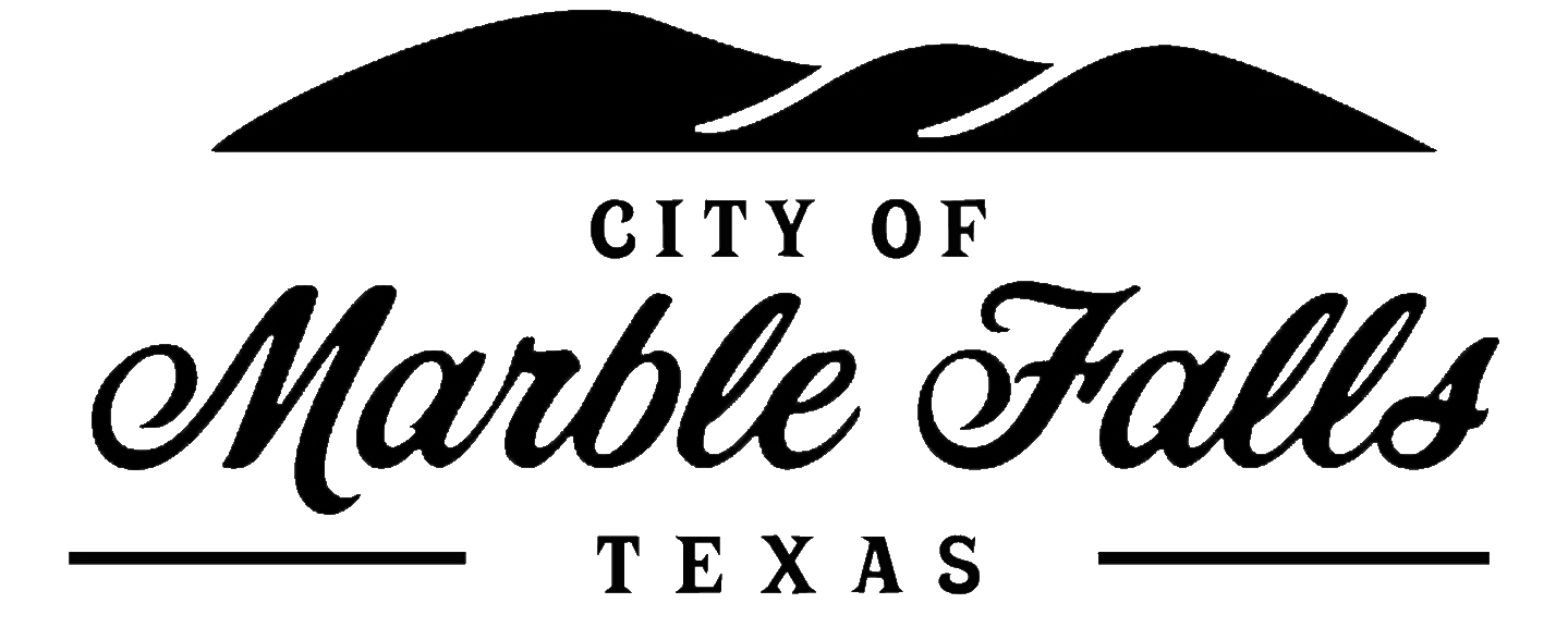 City of Marble Falls Texas logo with stylized hills above the text.
