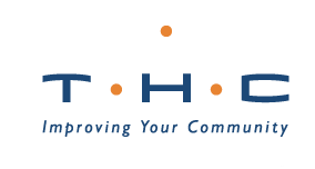 THC logo with tagline Improving Your Community and three orange dots above the letters.